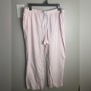 Pink and White Striped Drawstring Pajama Pants with Pockets